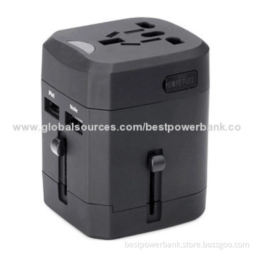 Hotsale UK, US, EU, Au plug multiple sockets international travel adapter with 2 USB output